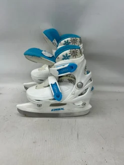Used DBX BLITZ ADJ 10-13 Girls Softboot Skate Carolina Blue And White Adjustable