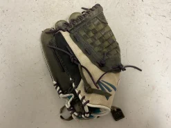 Used Easton Black Magic BMFP125 LH Throw Fastpitch Gloves Black And Sky Blue 12 1/2