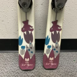 Used Elan LIL SPICE Girls DH Ski/Binding White And Purple 120 cm