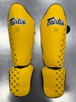 Used FAIRTEX MUAY THAI SHIN PADS SP5 Martial Arts Shin Pads Yellow SM