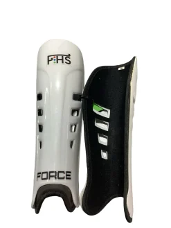 Used FHS FIELD HOCKEY SHIN GUARDS SZ SMALL Senior Shin Guards White 10 1/2"