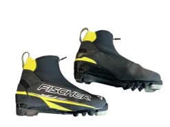 Used Fischer XJ SPRINT Boys NNN XC Ski Boots Black W 06 / JR 04-04.5