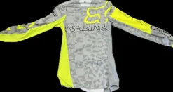 Used Fox Youth Top Grey And Lime XS
