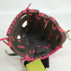 Used Franklin 9.5 IN RHT SB GLOVE RH Throw Fastpitch Gloves Grey And Pink 9 1/2