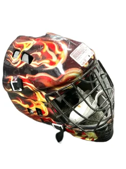 Used Franklin FLAMES MASK St Hcky Goalie Helmet Yth Black/Orange/White SM
