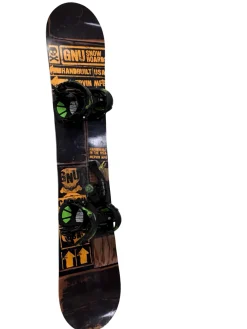 Used GNU MERVIN MFG Mens 153cm Snowboard w/ Gnu Park sLab Series Fastec Bindings