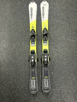 Used Head SUPER SHAPE TEAM Boys DH Ski/Binding Yellow 117 cm