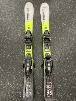Used Head SUPER SHAPE TEAM Boys DH Ski/Binding Yellow 97 cm