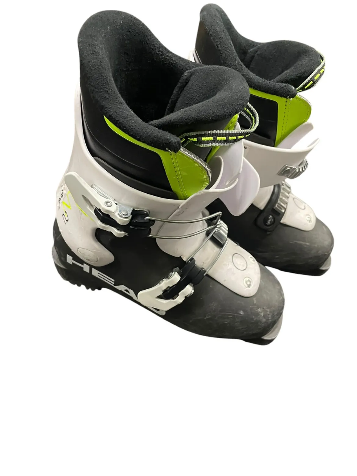 Used Head Z2 Boys DH Ski Boot Black And Neon Green 215 MP - J03