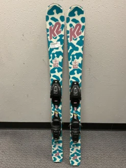 Used K2 LUV BUG Girls DH Ski/Binding White 112 cm