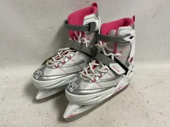 Used Lake Placid ADJ 6-9 Womens Softboot Skate White And Grey Adjustable