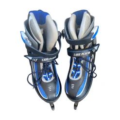 Used Lake Placid ADJUST SIZE Senior Speed Skate Black And Carolina Blue Senior 4