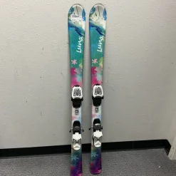 Used LUNA DH SKIS Girls DH Ski/Binding White And Carolina Blue 120 cm