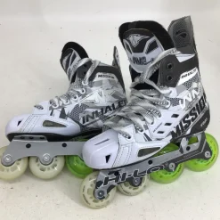 Used Mission INHALER WM 03 JR 1E INLINE HOCKEY SKAT Roller Hockey Skates White Junior 01
