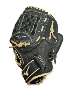 Used Mizuno BLACK BB/SB Glove RH Throw Black 12"