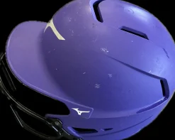 Used Mizuno F6 Batting Helmet w/Mask Purple L/XL