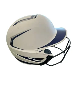 Used Mizuno SOFTBALL HELMET Batting Helmet w/Mask White MD