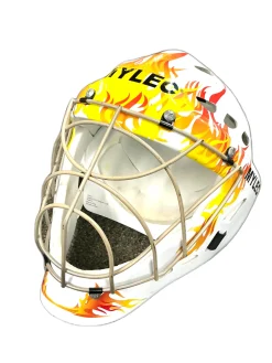 Used Mylec FLAME St Hcky Goalie Helmet Yth White One Size