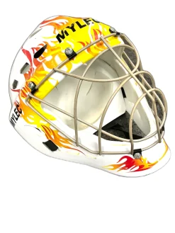 Used Mylec FLAME St Hcky Goalie Helmet Yth White One Size