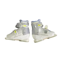 Used Nordica FIVE ARROW TEAM 2 JR 18.5 SKI BOOTS Girls DH Ski Boot White 185 MP - Y12