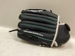 Used Rawlings FP110MT RH Throw Fastpitch Gloves Black And Carolina Blue 11"