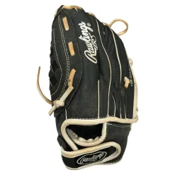 Used Rawlings HIGHIGHT SERIES HFP105BW LH Throw Fastpitch Gloves Black 10 1/2"