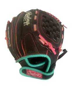 Used Rawlings HIGHLIGHT HFP115BBP RH Throw Fastpitch Gloves Pink 11 1/2"