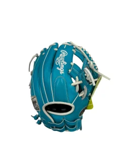 Used Rawlings RAWLINGS HEART OF THE HIDE 11.5IN RHT RH Throw Fastpitch Gloves Teal 11 1/2"