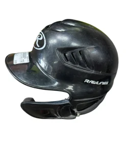 Used Rawlings YTH HELMET W GUARD Batting Helmet No Mask Black One Size