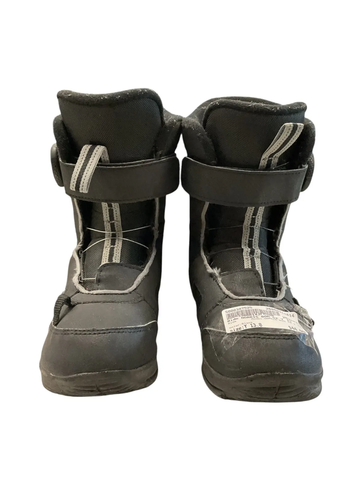 Used Ride NORRIS BOA SZ Y 13 Boys Snowboard Boots Black Youth 13.0