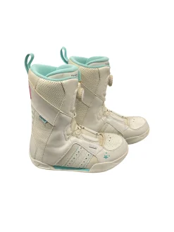 Used Ride SPARKLE Girls Snowboard Boots Carolina Blue And White Junior 05
