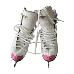 Used Riedell 33 DIAMOND 13Y FIGURE SKATES Girls Figure Skate White Youth 13.0