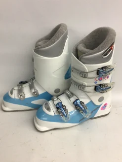 Used Rossignol COMFORT FIT FUN GIRL 4 Girls DH Ski Boot Carolina Blue And White 275 MP - M09.5 - W10.5