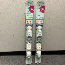 Used Rossignol TERRAIN Girls DH Ski/Binding White And Pink 92 cm