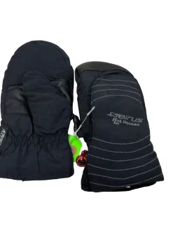Used SEIRUS HOT POCKET Junior Snow Mitts Gloves Black MD
