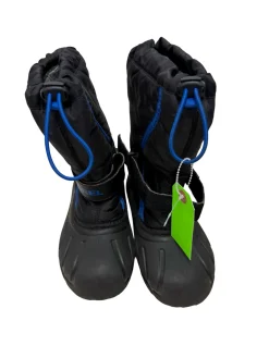 Used Sorel Flurry Snow Boots Black And Royal Blue Junior 01