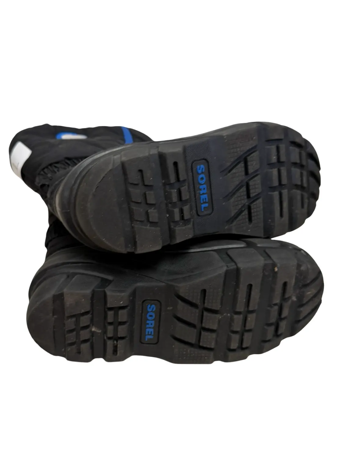 Used Sorel Flurry Snow Boots Black And Royal Blue Junior 01