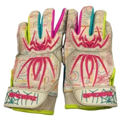 Used SPIDERZ BATTING GLOVES BB/SB Batting Gloves White Senior