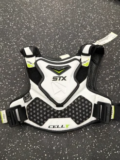Used STX CELL V LINER Lacrosse Shoulder Pads White SM