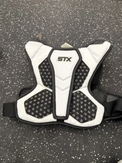 Used STX CELL V LINER Lacrosse Shoulder Pads White SM