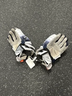 Used STX SURGEON RZR 2 Lacrosse Gloves Mens White MD