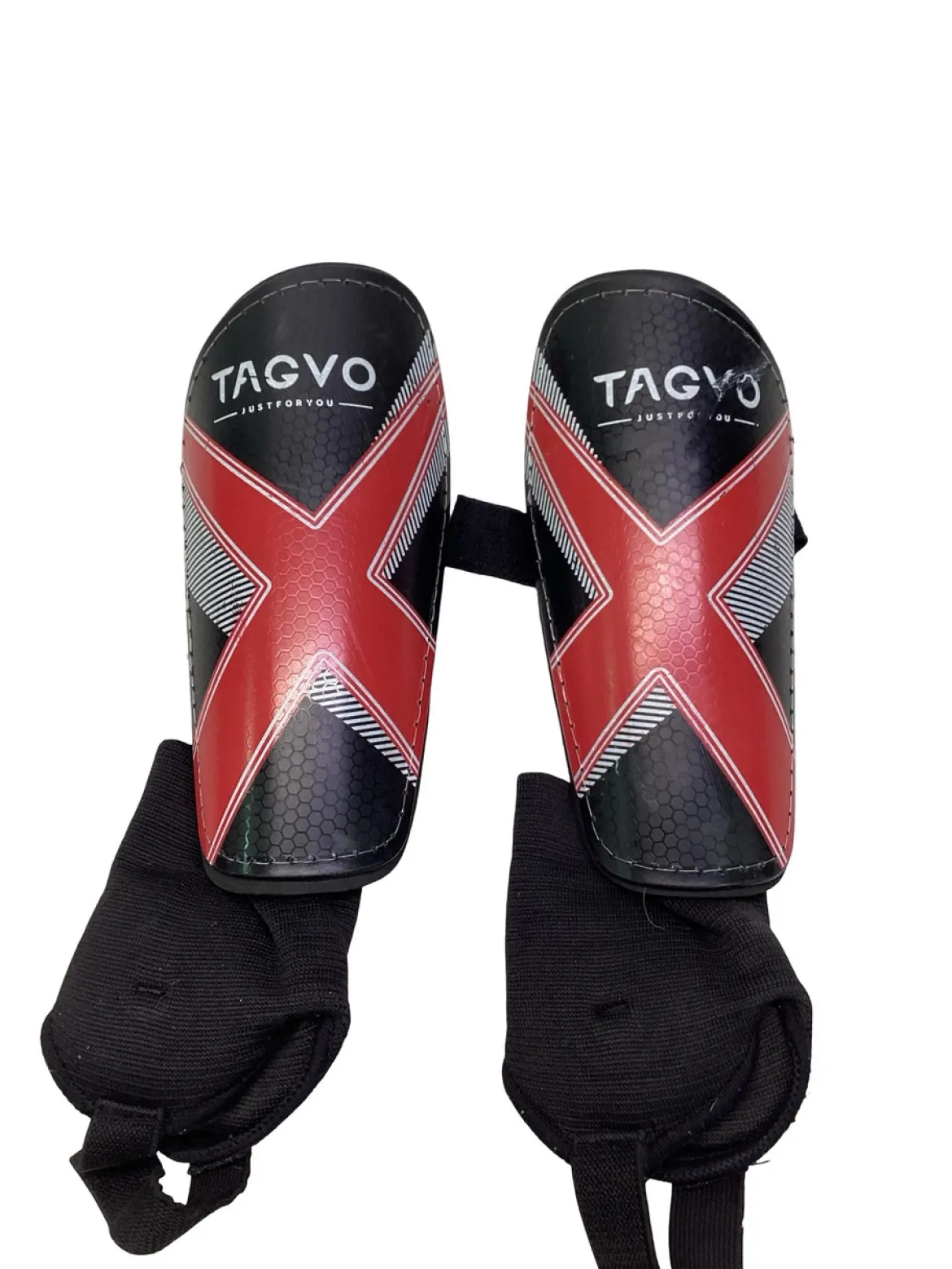 Used TAGVO SHINGUARDS Soccer Shin Guards Junior Black And Red SM