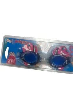 Used TYR HAPPY FISH Swim Goggles Neon Pink And Navy Blue