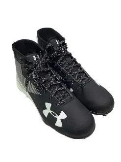 Used Under Armour HAMMER MC Adult FB Cleats Black And White Senior 10