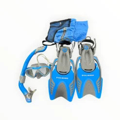 Used US Divers MASK/SNORKEL/FIN COMBO Underwater Mask Royal Blue