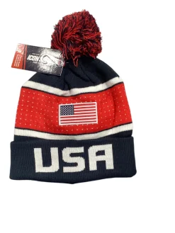 Used USA SOCCER BEANIE Soccer Top Adt White/Royal/Red Senior