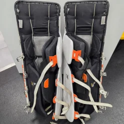 Used Vaughn V6 1000 +1 LEG PADS Goalie Leg Pads Senior Black And Orange 35"