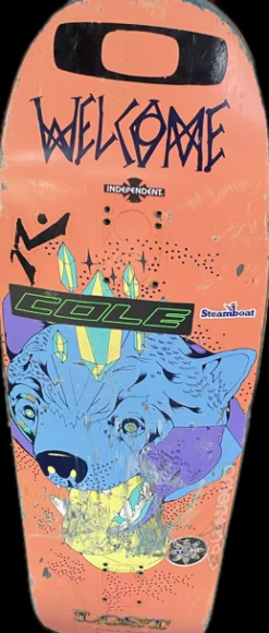 Used WELCOME WOLF Skateboard Deck Only Orange Regular