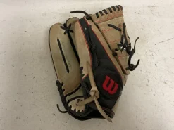 Used Wilson A2000 Monica Abbott MA14 LH Throw Fastpitch Gloves Black And Natural 12 1/4