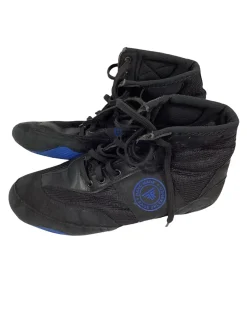 Used WRESTLING SHOES BLK/BLUE Boxing Shoes Black Senior 7